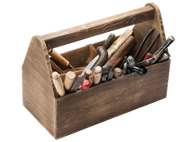 En verktygslåda i trä.